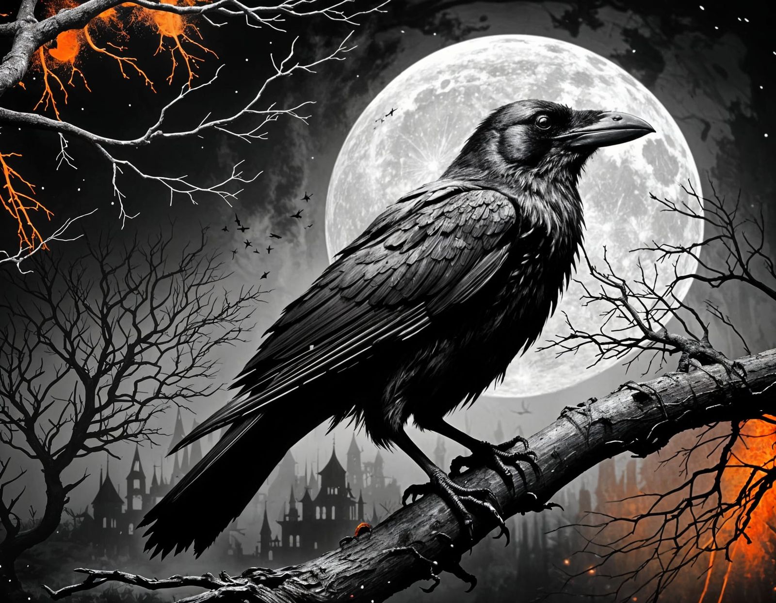 Ethereal Raven Portrait in Tenebrous Black and White