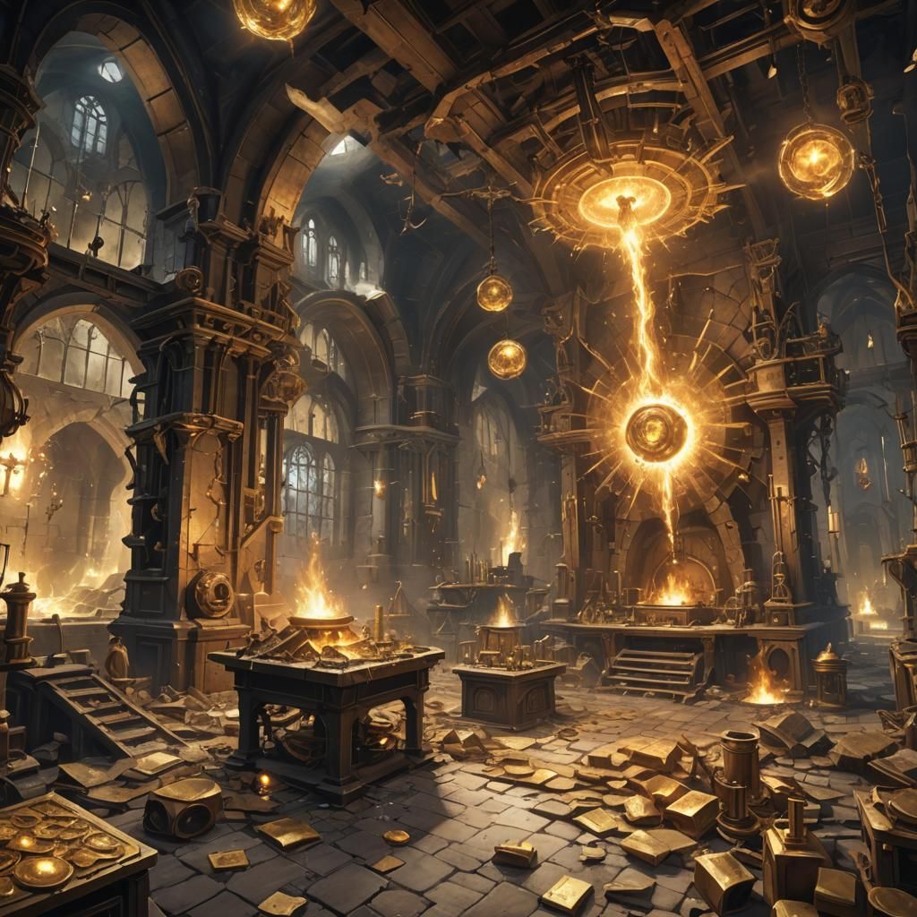 Alchemist's Destroyed Laboratory After the Blast