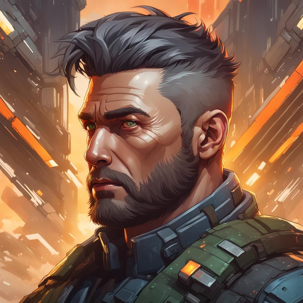 Battletech Pilot Portrait in Hyperdetailed Digital Art Style