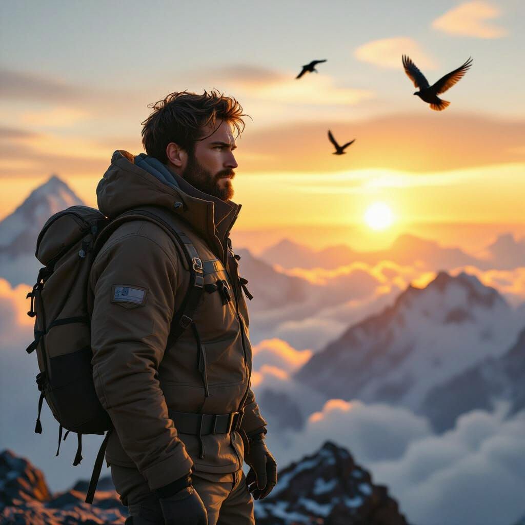 Mountain Peak Sunrise: A Victorious Moment