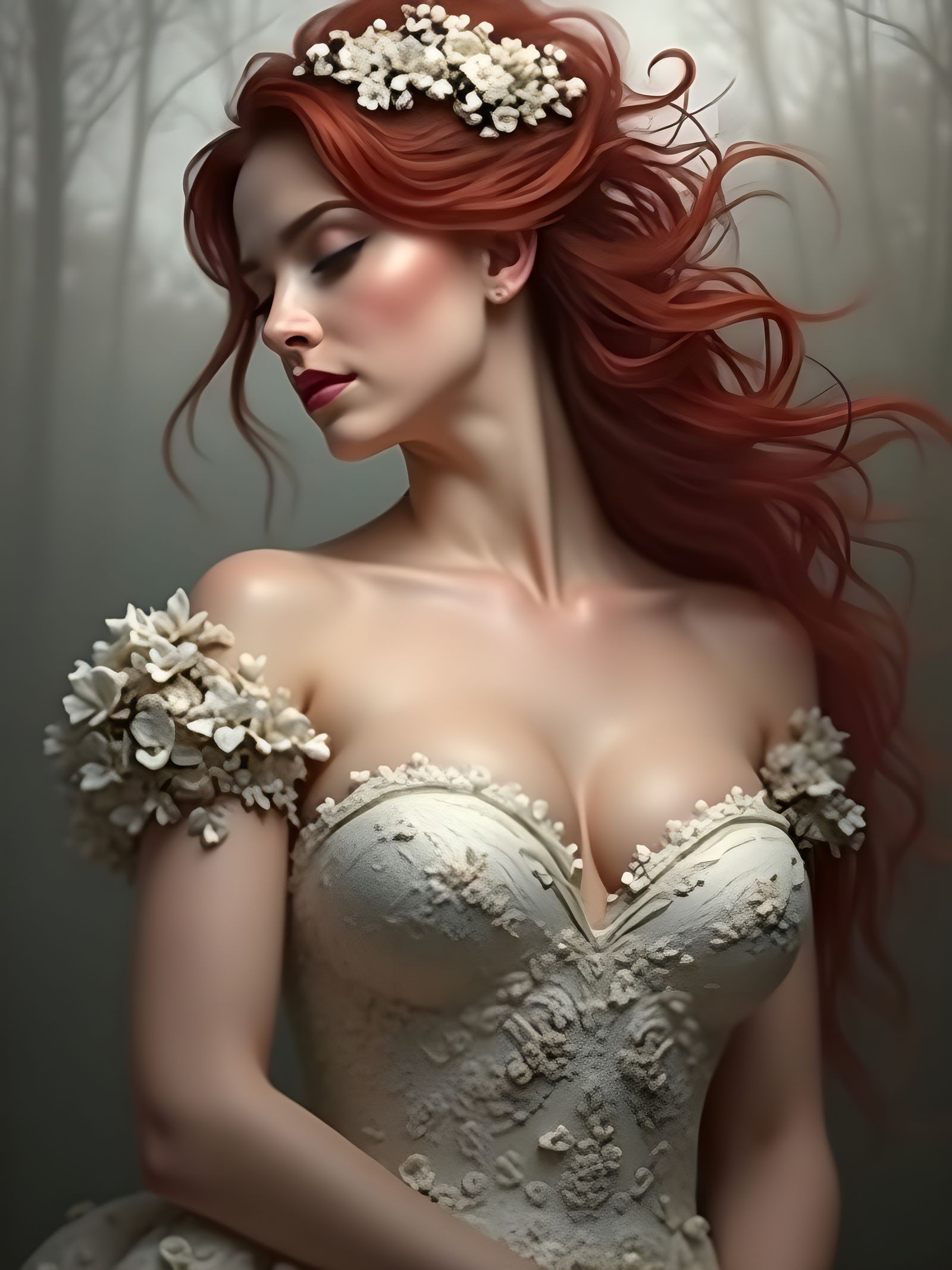 Bride in Intricate Dress: Hyperdetailed Digital Art