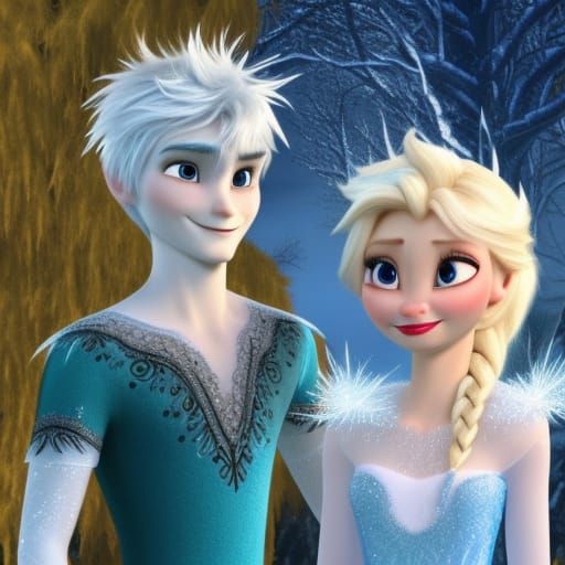 Elsa and Jack Frost AI Image