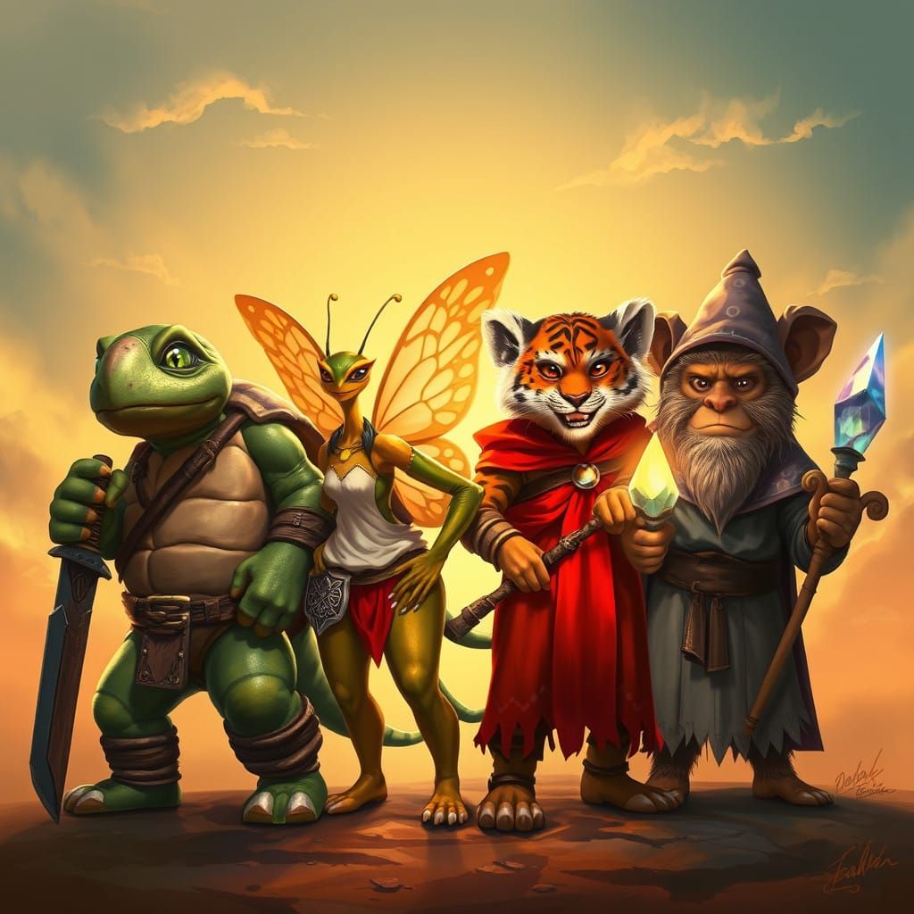 Fantastical Heroes Unite in Vibrant, Whimsical Art