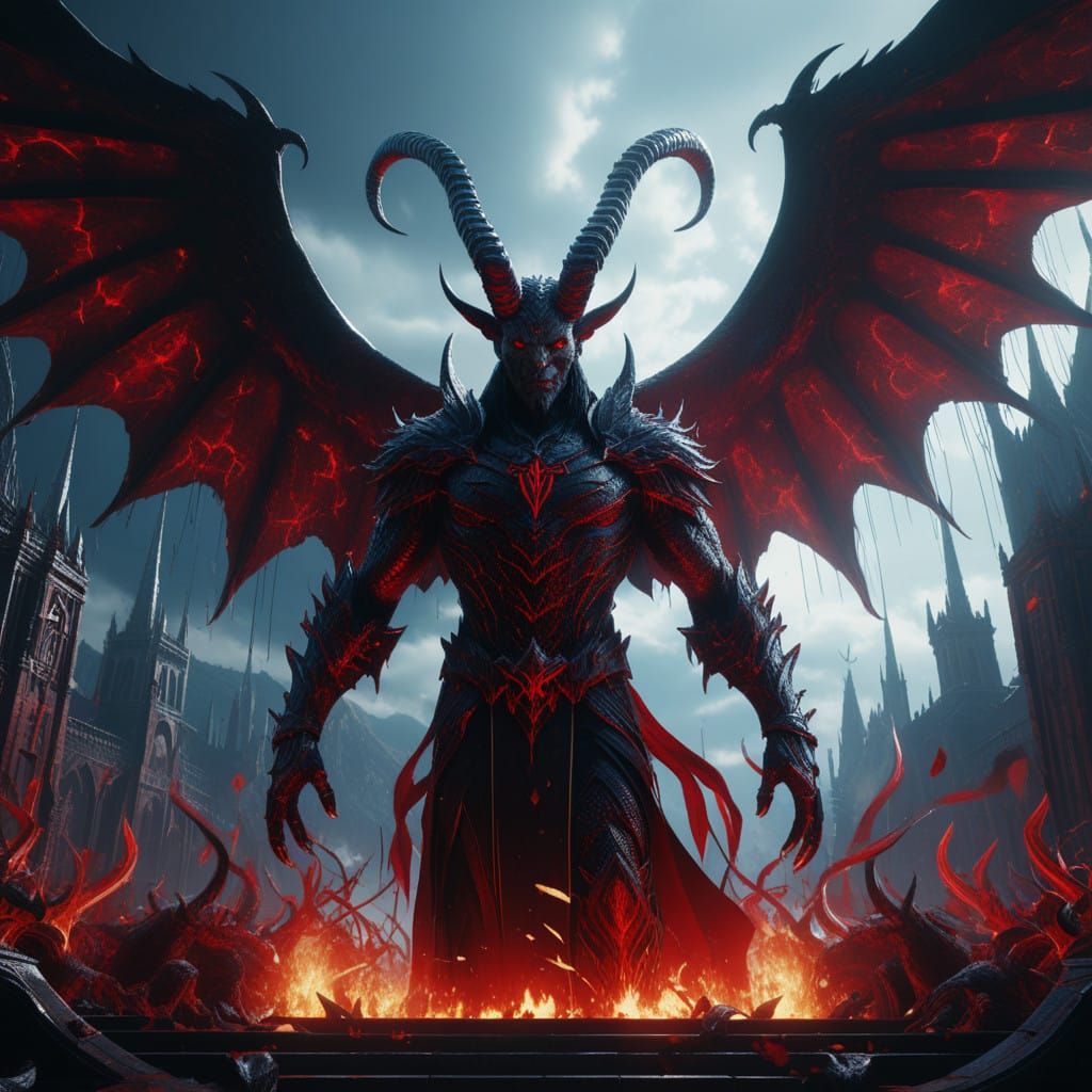 Surreal Fantasy Concept Art of Lucifer in Deep, Vivid Colors