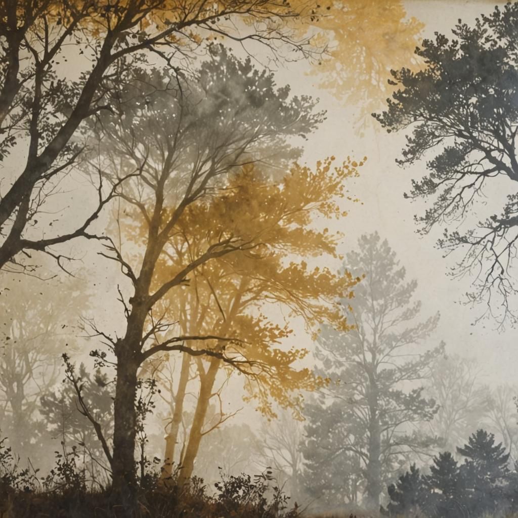 Resin-Poured Landscape with Distressed X-Ray Texture