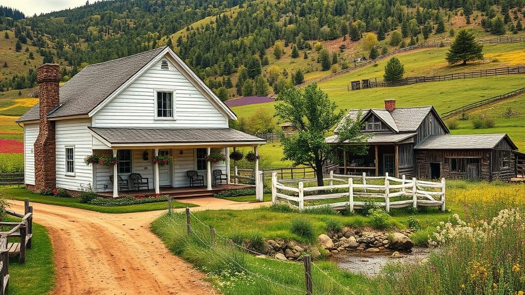 Cozy 1850s Farmhouse in a Wild West Valley