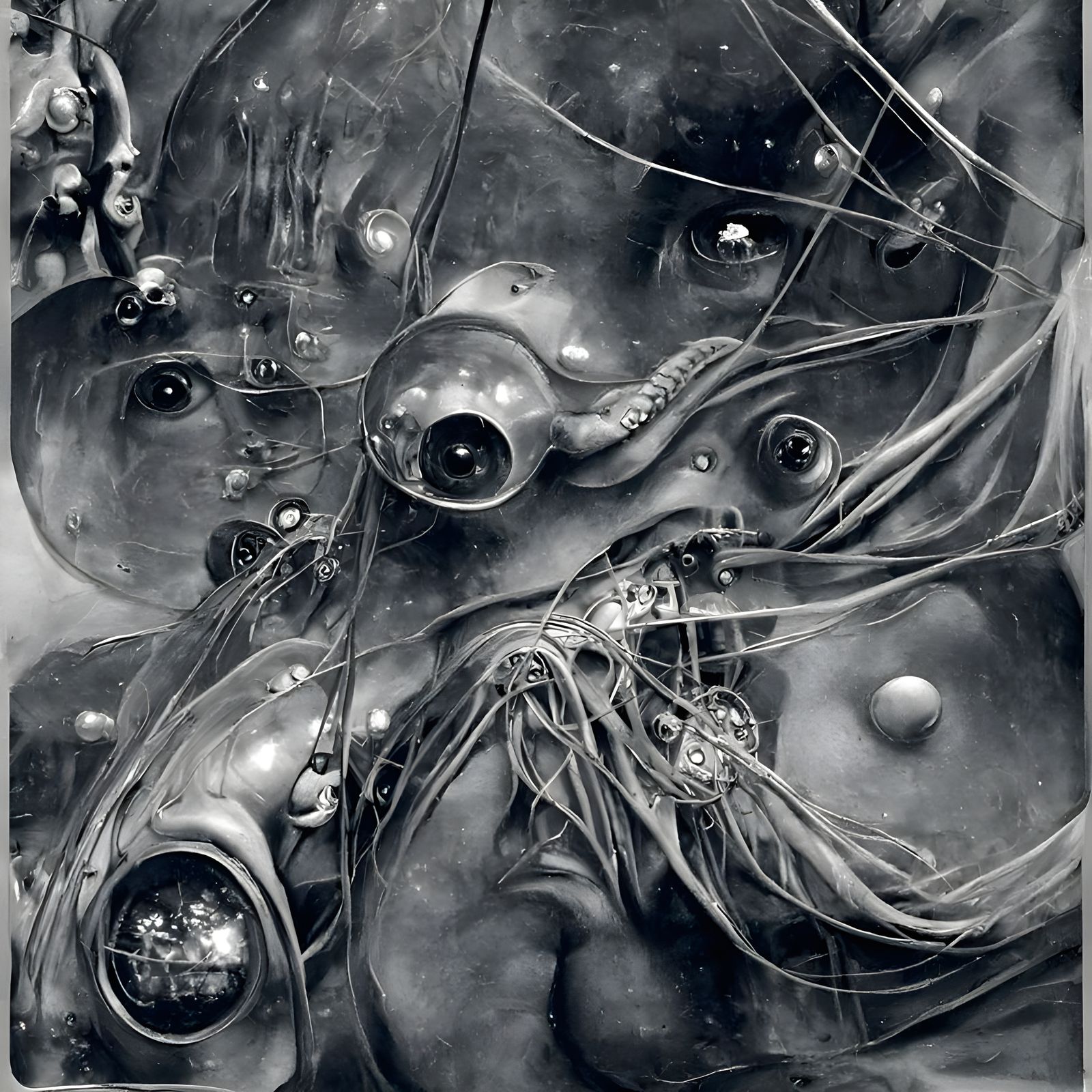 Cyborg Squid in Trashed House with Alien Tech