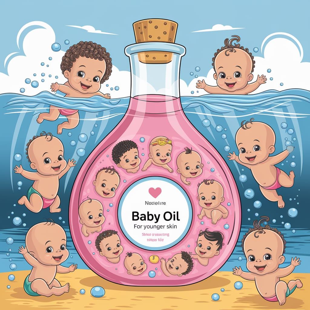 Giant Pink Bottle of Joyful Babies in Baby Oil