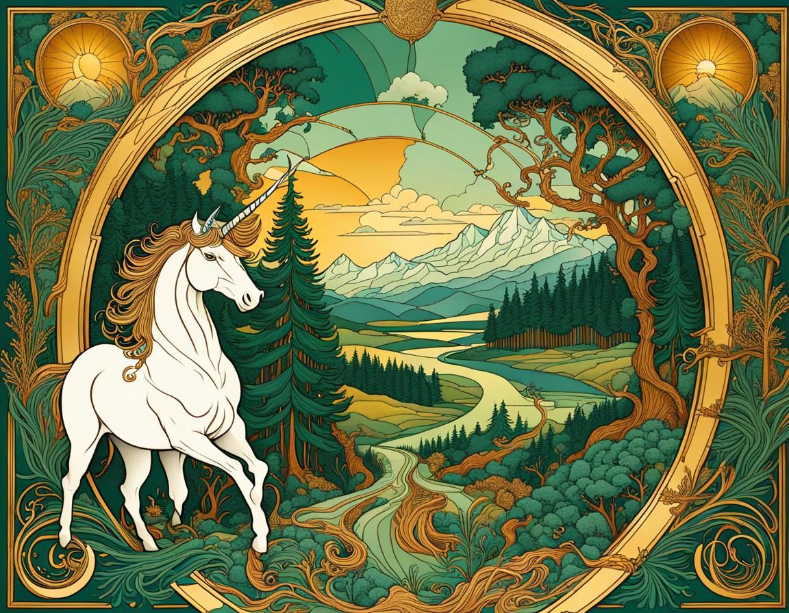 Magical Lands Map in Art Nouveau Style