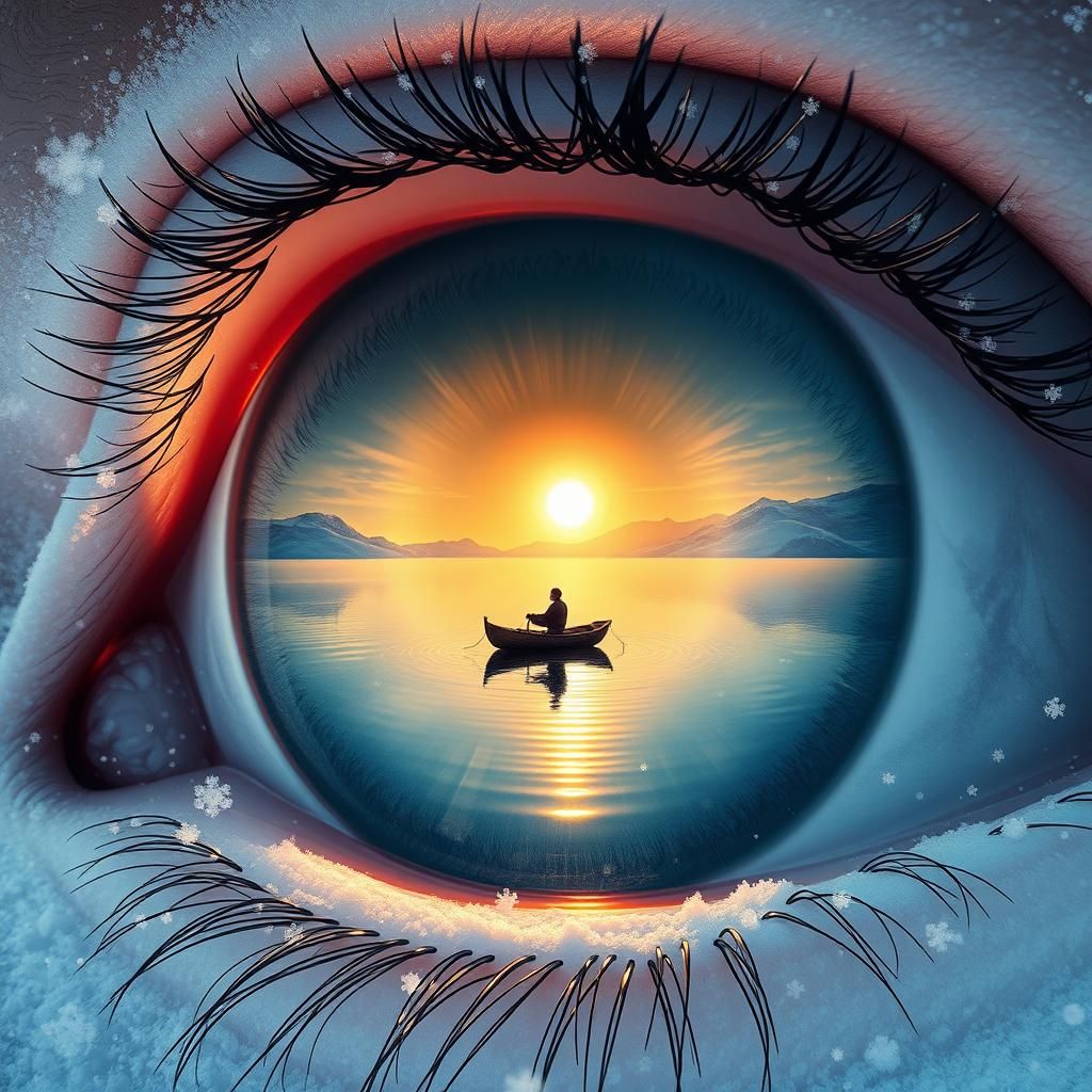 Surreal Eye Composed of Winter Landscape, Digital Art