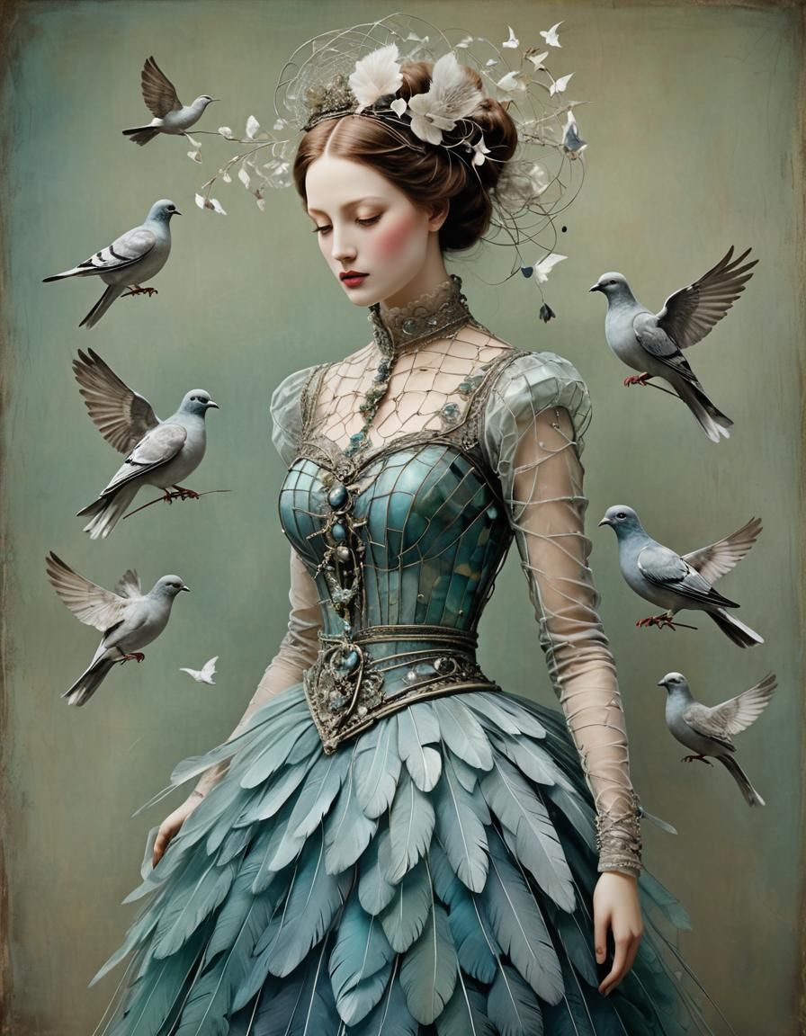 Ethereal Feather Statue in Welz-Stein Style