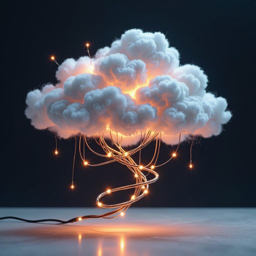 Glowing Wire Storm Cloud in Dark Fantasy Style