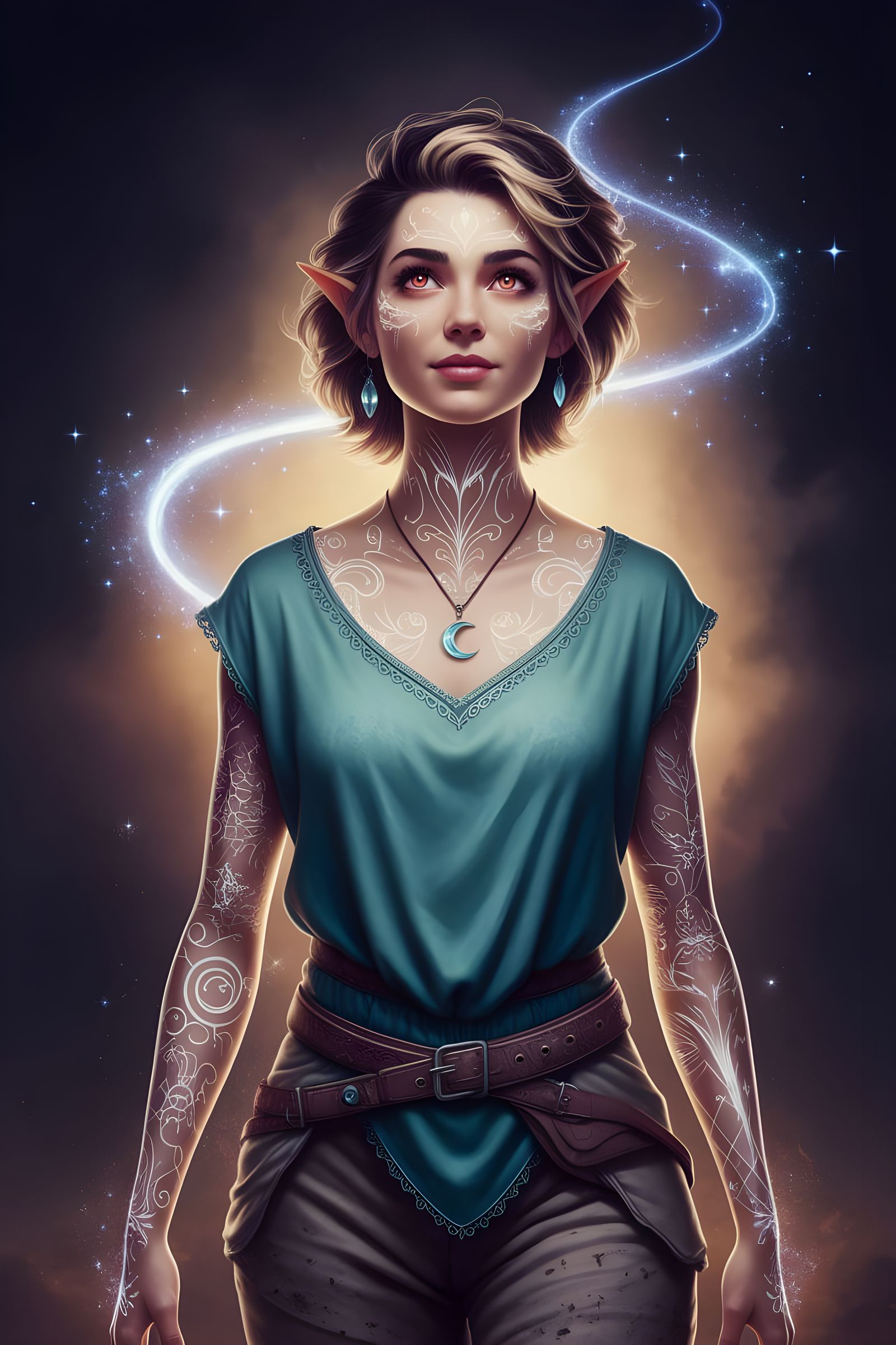 Fantasy Portrait of a Powerful Half-Elf Sorceress