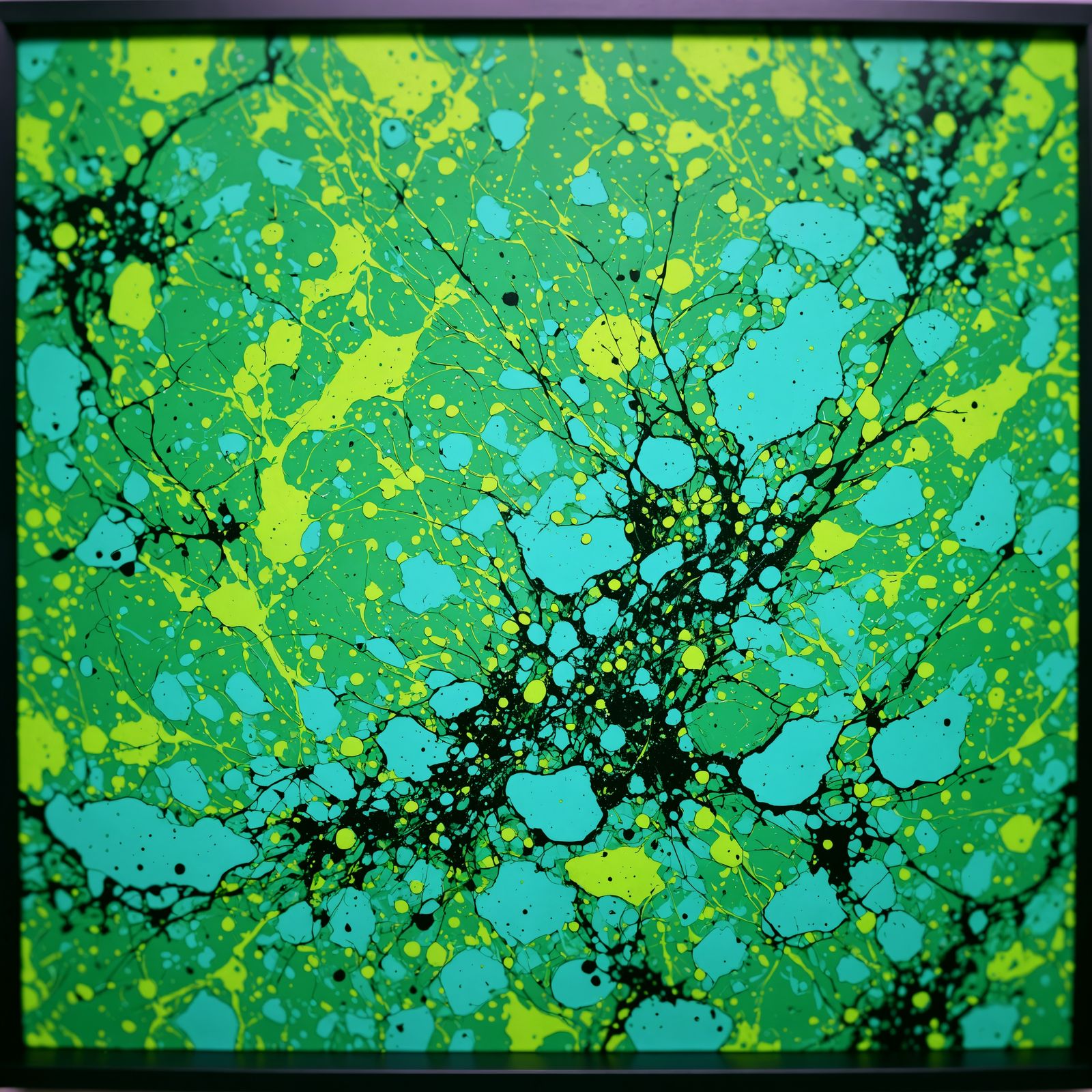 Abstract Expressionism in Acid Green and Aquamarine