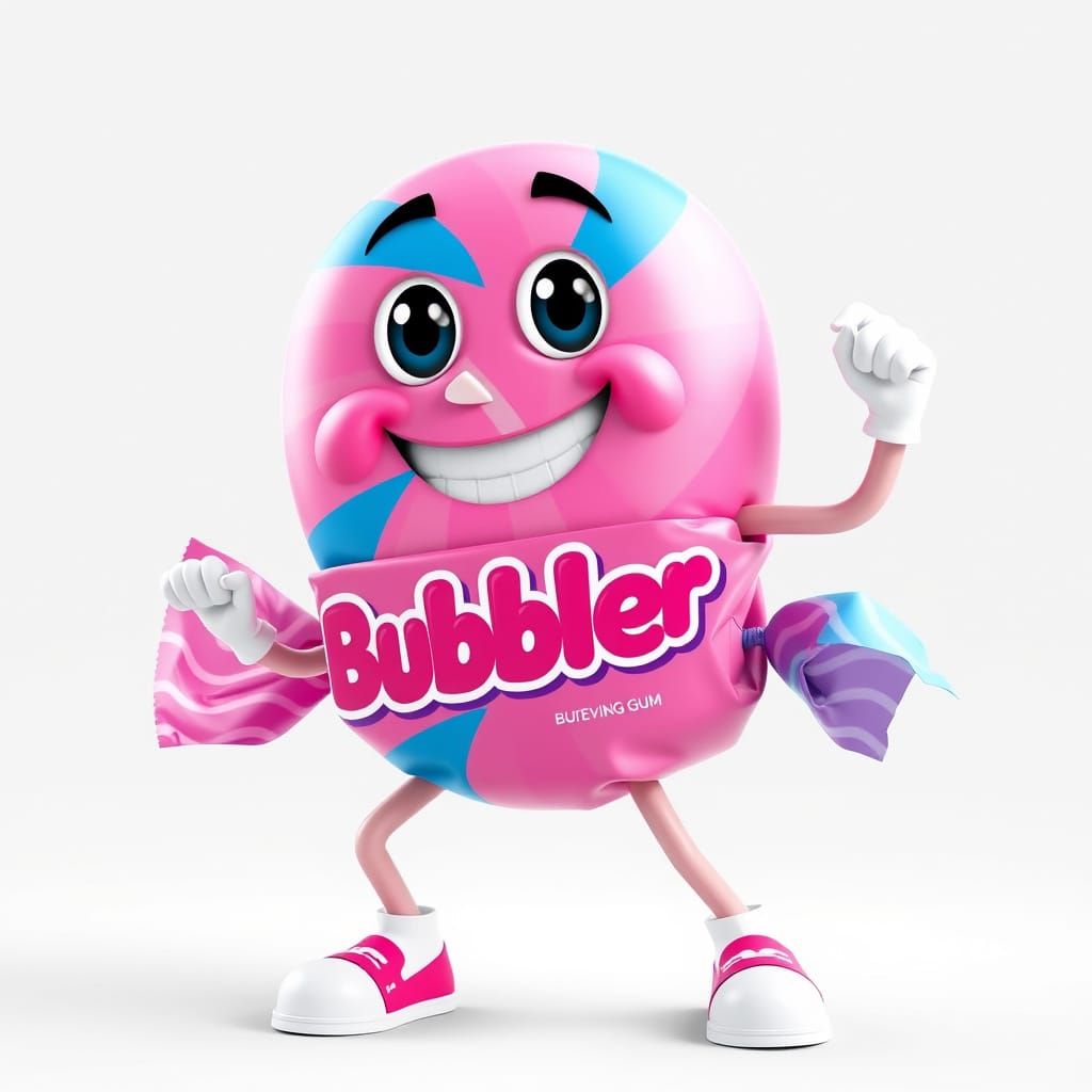 Vibrant Bubblegum Character in 3D Cartoon Style