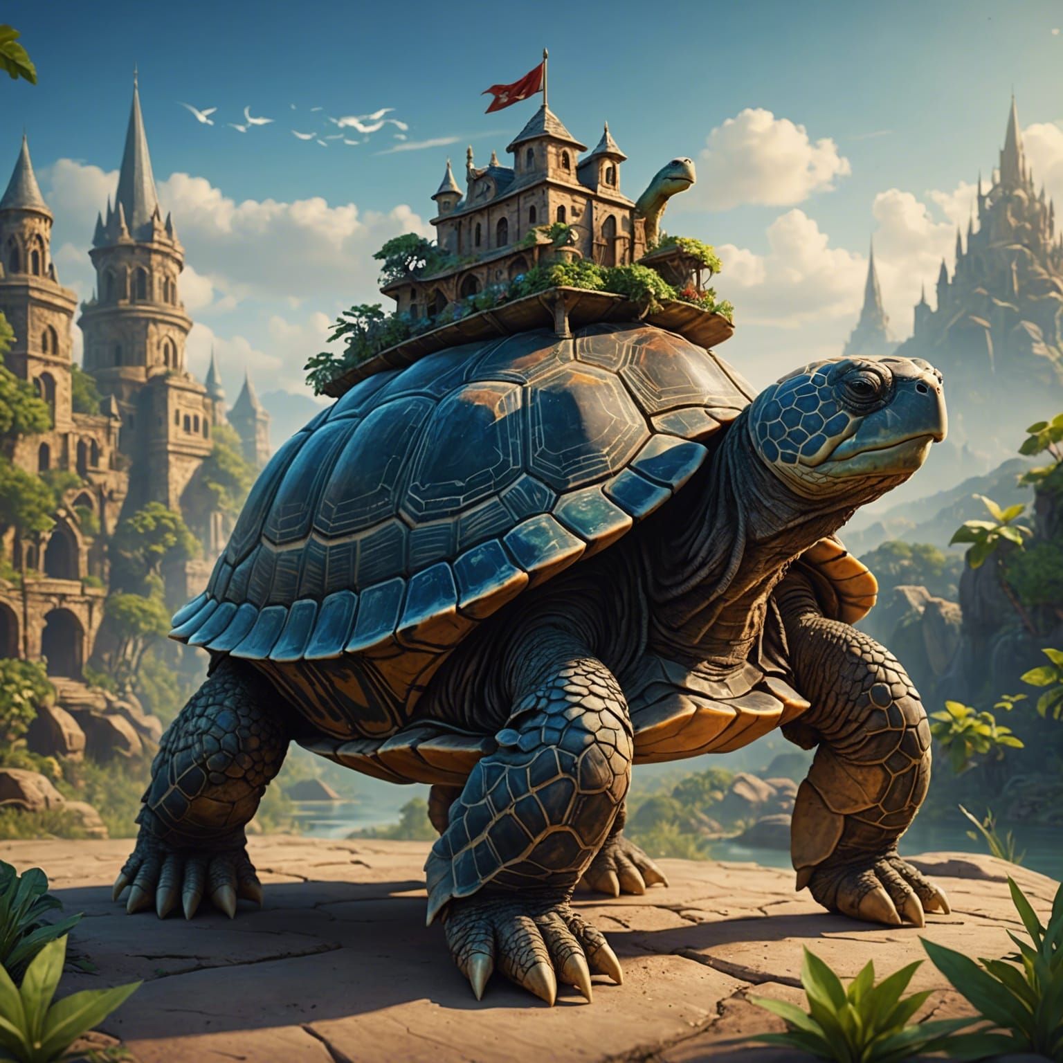 Wise Tortoise Carries the World: Fantasy Concept Art