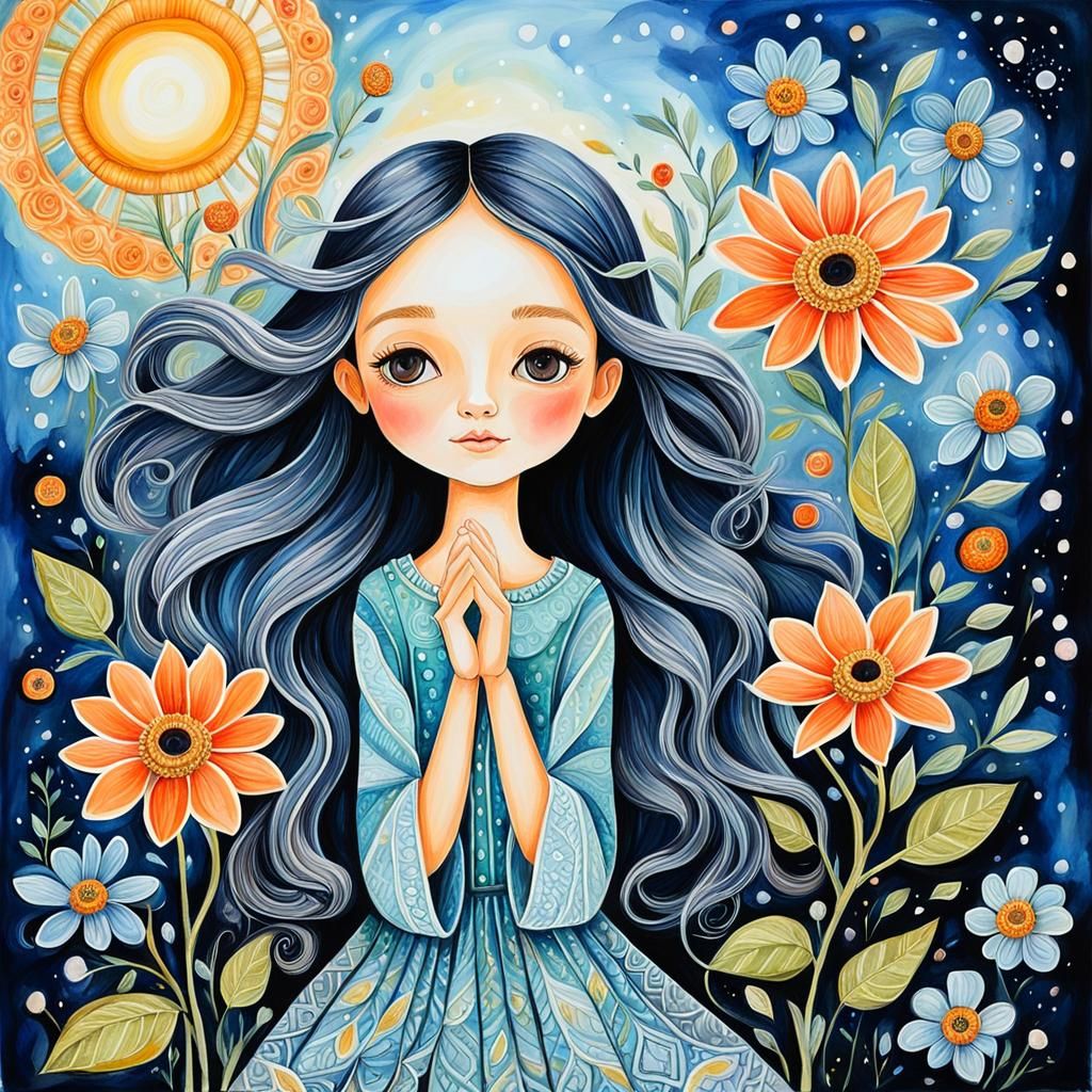 Gouache Painting of Beauty, Kindness, and Truth