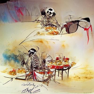 Skeletons' Gonzo Dinner Party: A Macabre Feast
