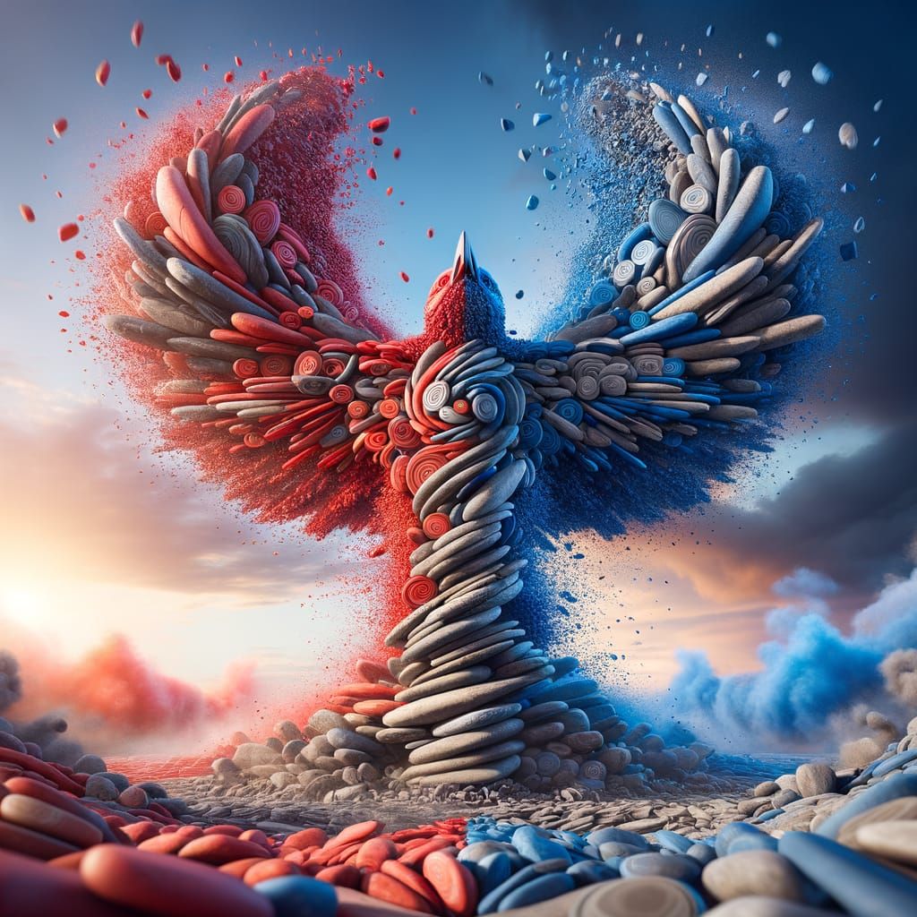 Mythical Thunderbird Emerges from Stone Collision