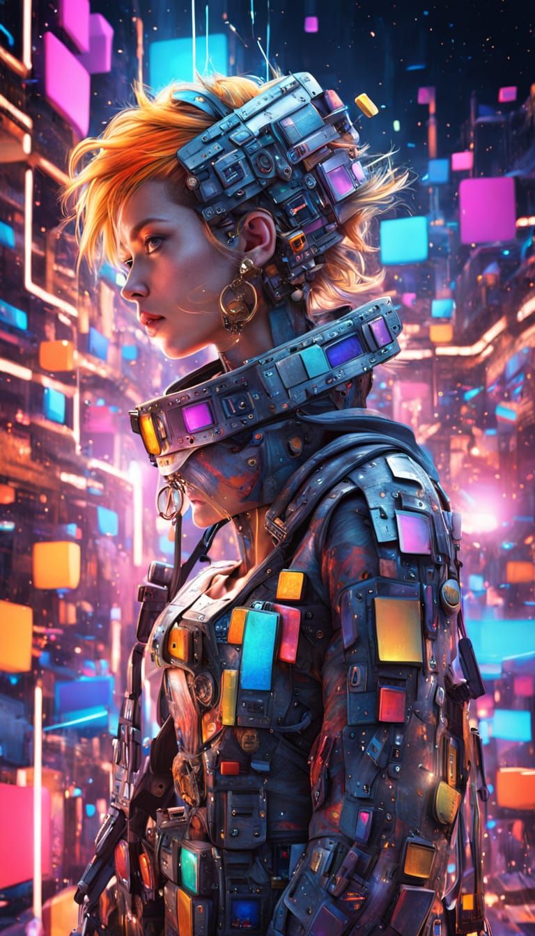 Vibrant Cosmic Squares in 8k Digital Art