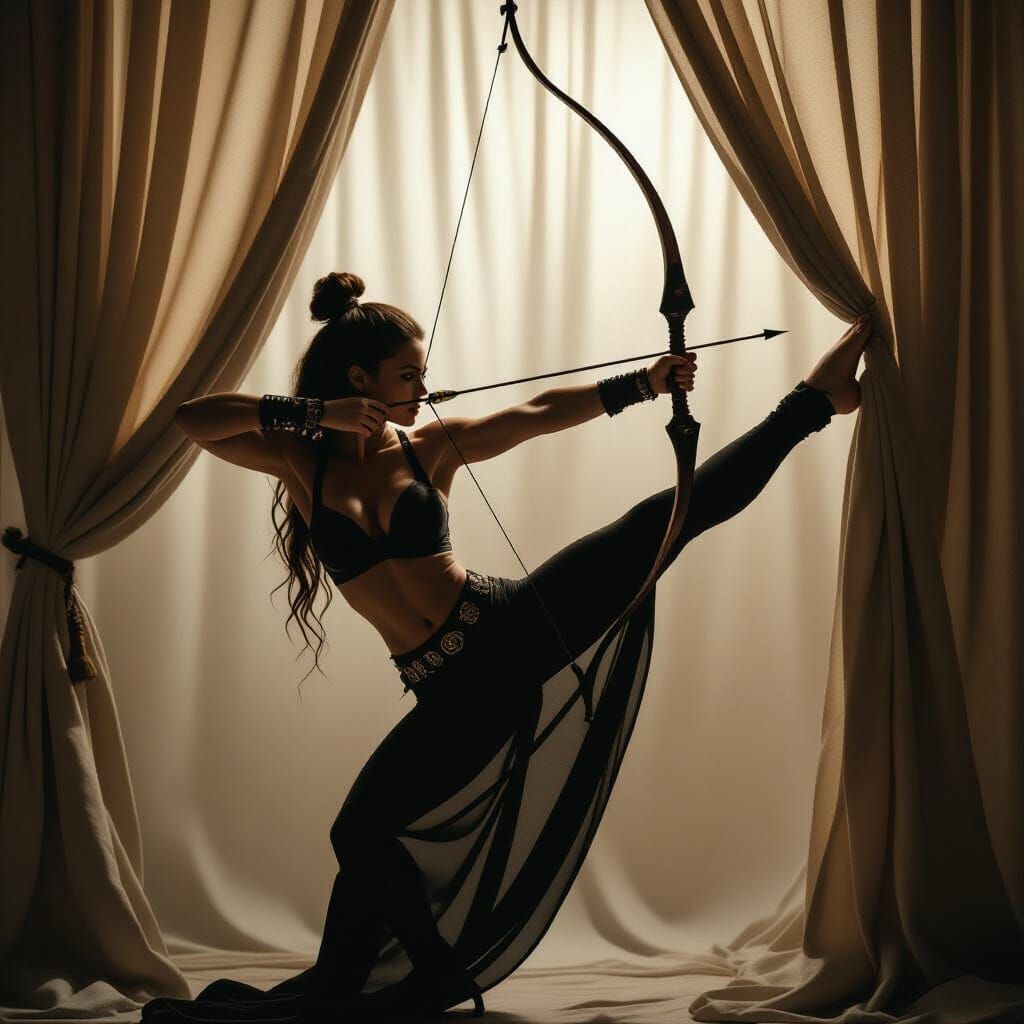 Female Contortionist Shoots Bow With Feet Upside Down