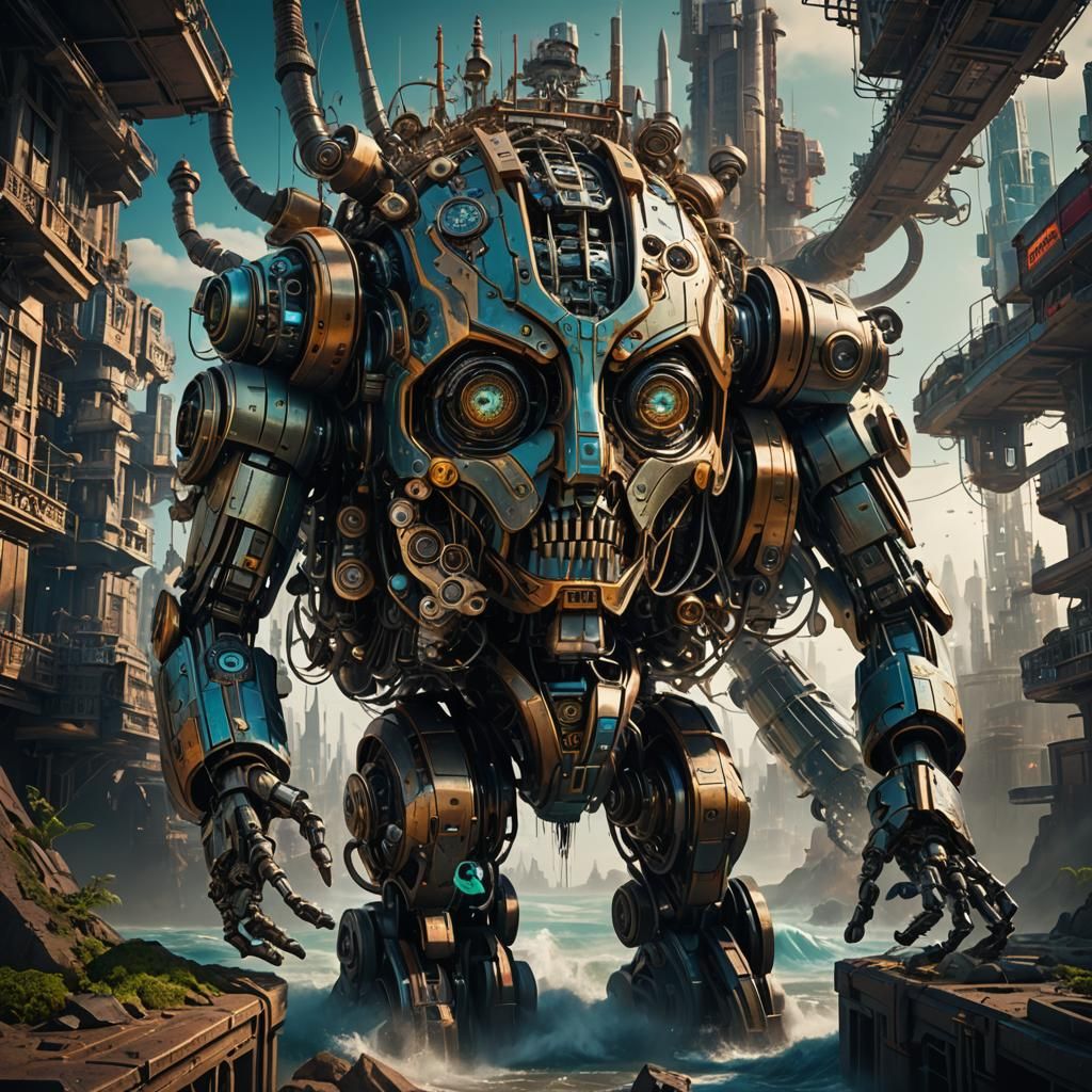 Surreal Robot Portrait in Detailed Matte Painting Style