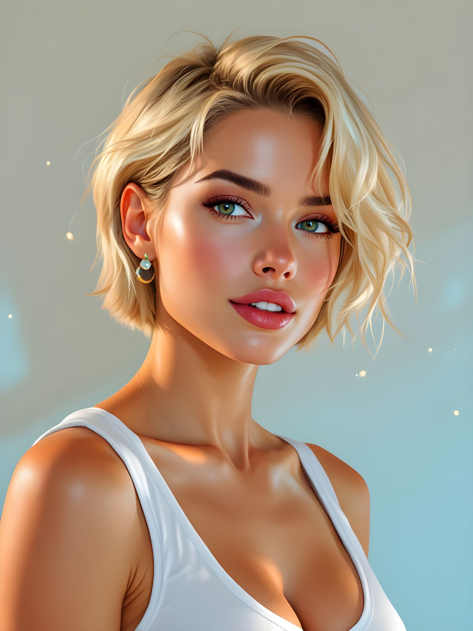 Cinematic Comic Style Portrait of a Blonde Woman