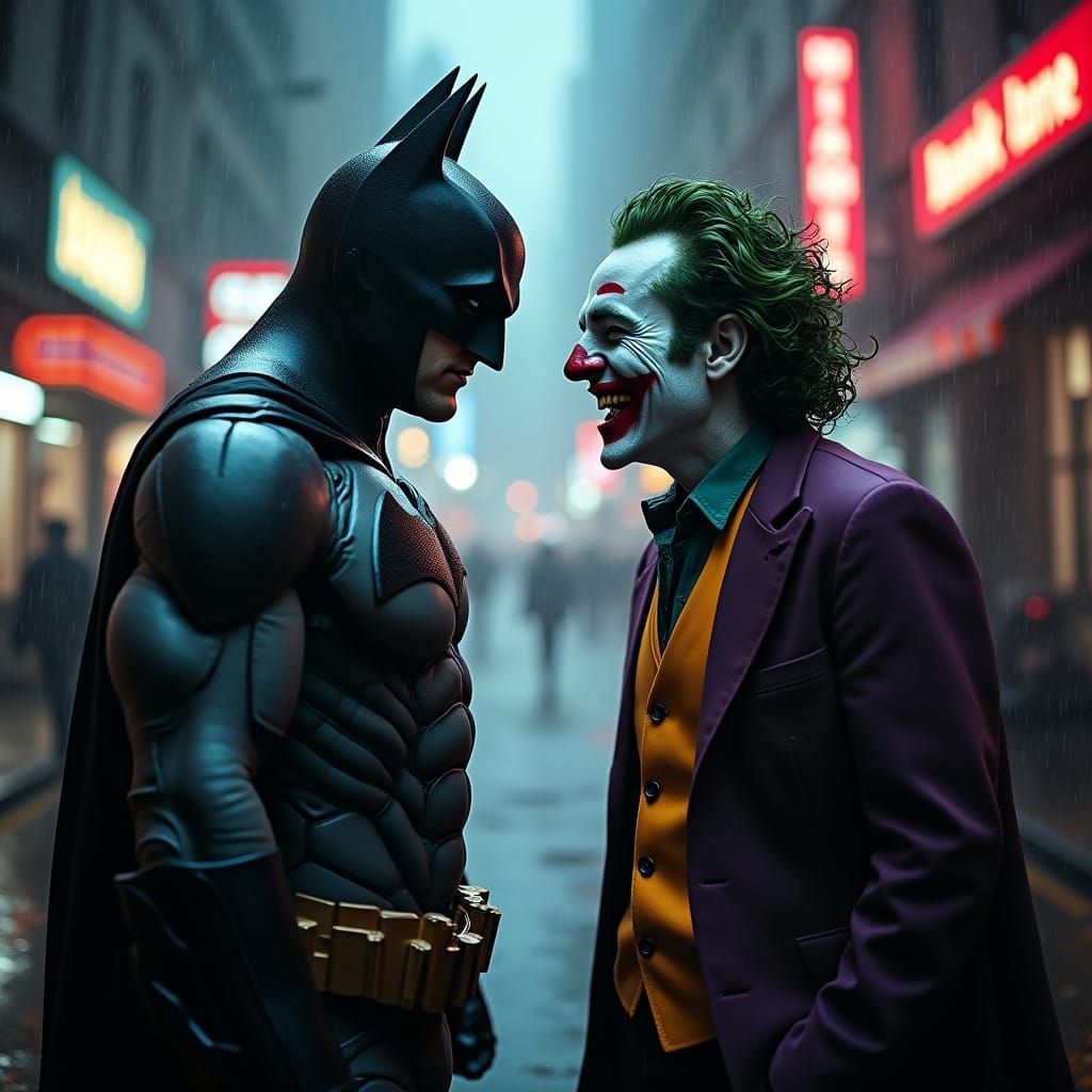 Batman and Joker in Haunting Double Exposure