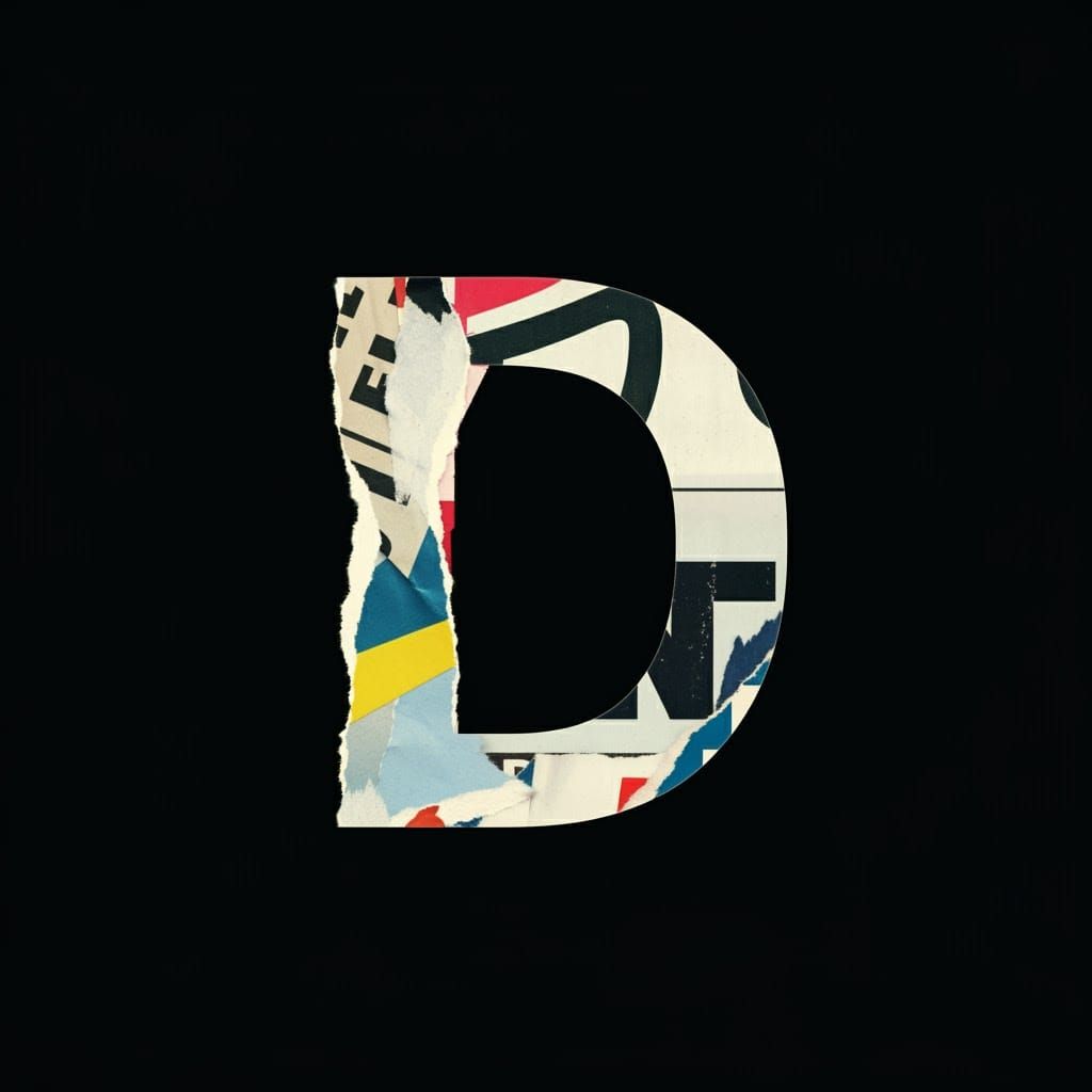 Distressed Magazine Collage Letter D