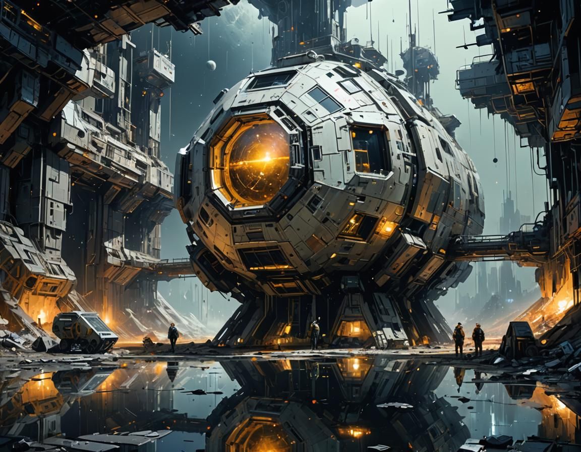 Futuristic Solarpunk Lunar Base in Space