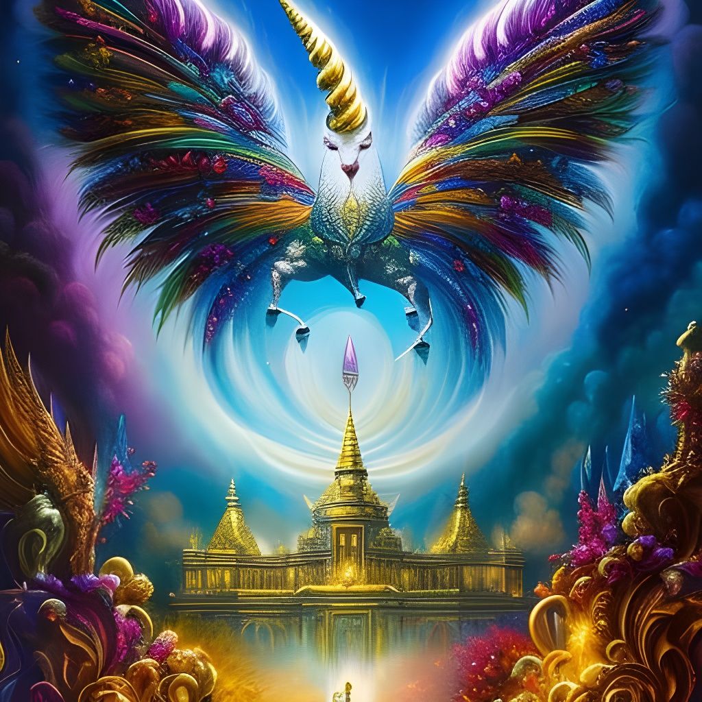 Iridescent Unicorn Music Box in Rococo Style