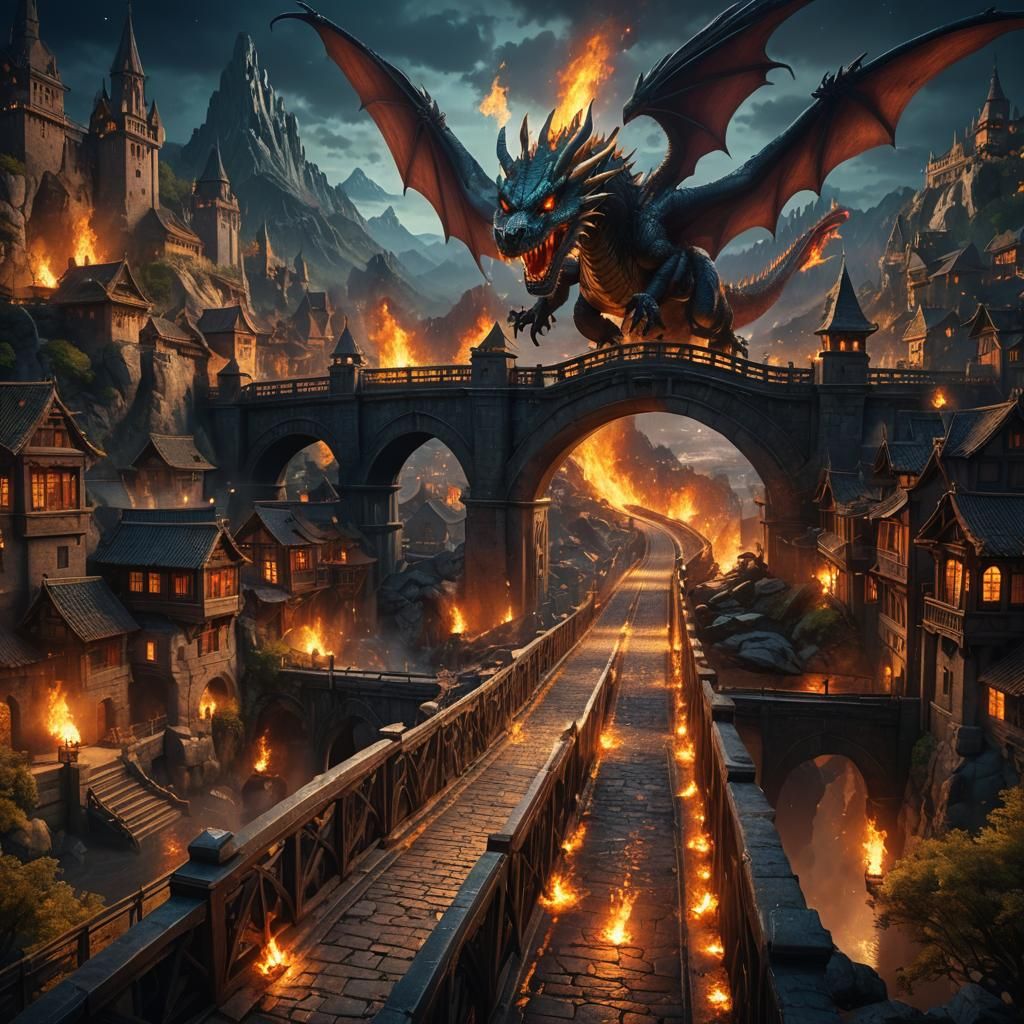 Dragon's Fiery Breath Illuminates Mountain City