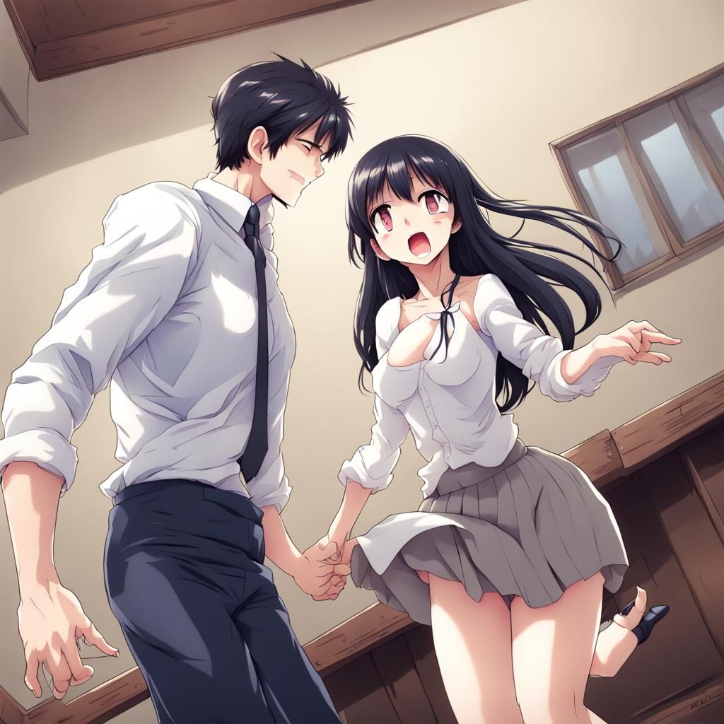 Anime Girl with Exaggerated Proportions in Manga Style