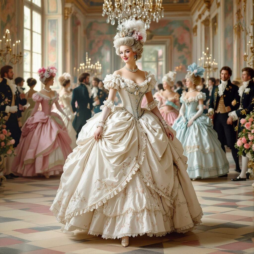 Marie Antoinette at Grand Versailles Ball in Rococo Style