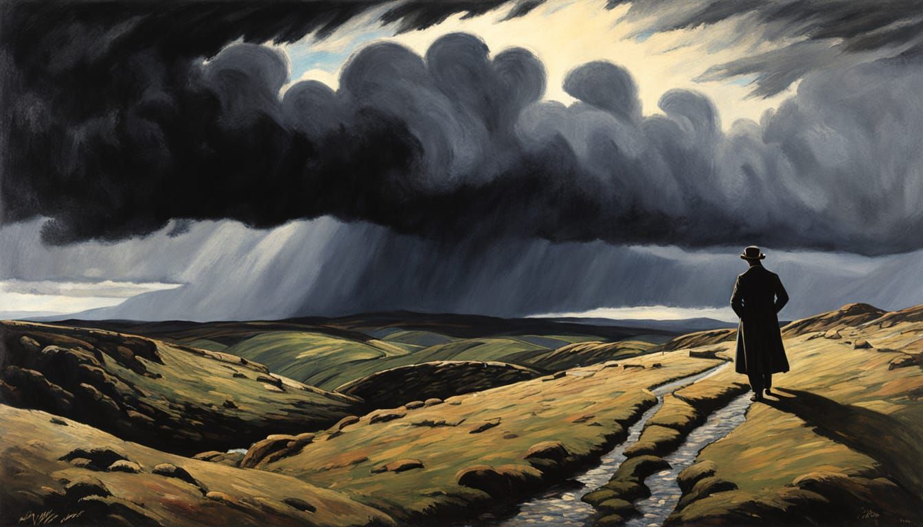 Sherlock Holmes in Moody Scottish Landscape