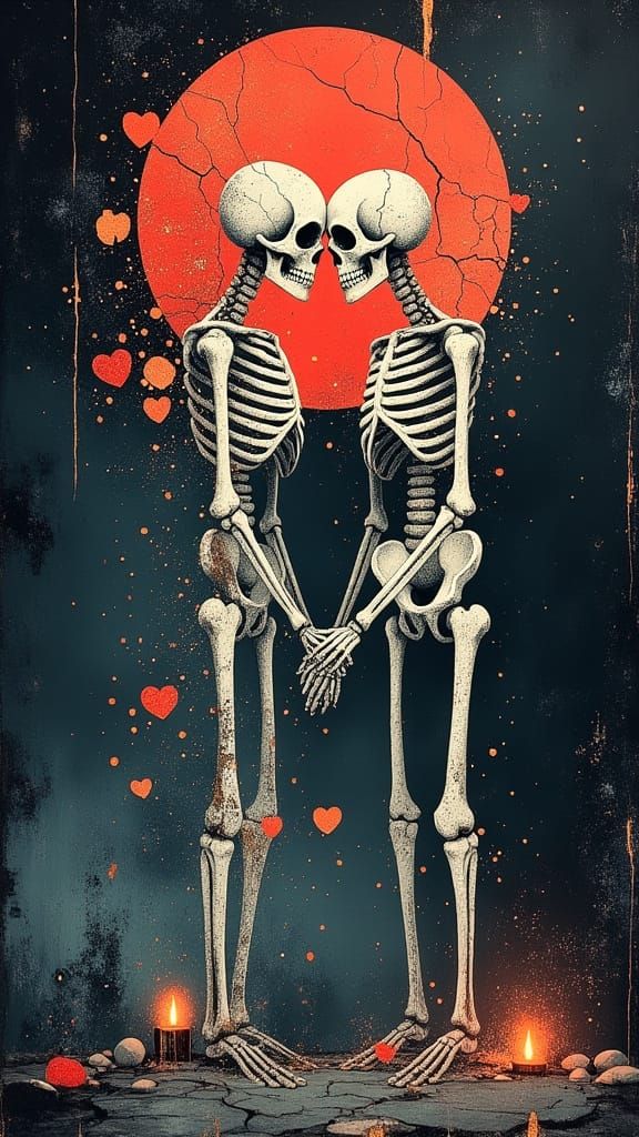 Skeleton Couples Under Cursed Valentine Moon
