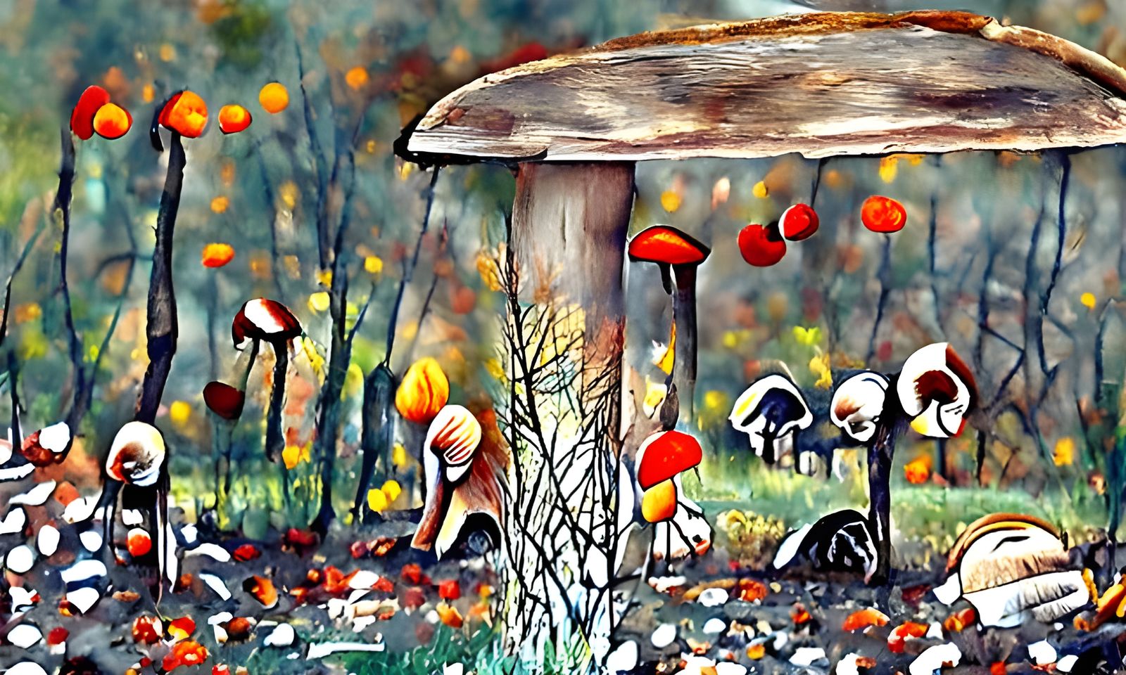 Enchanting Autumn Mushrooms Illustration