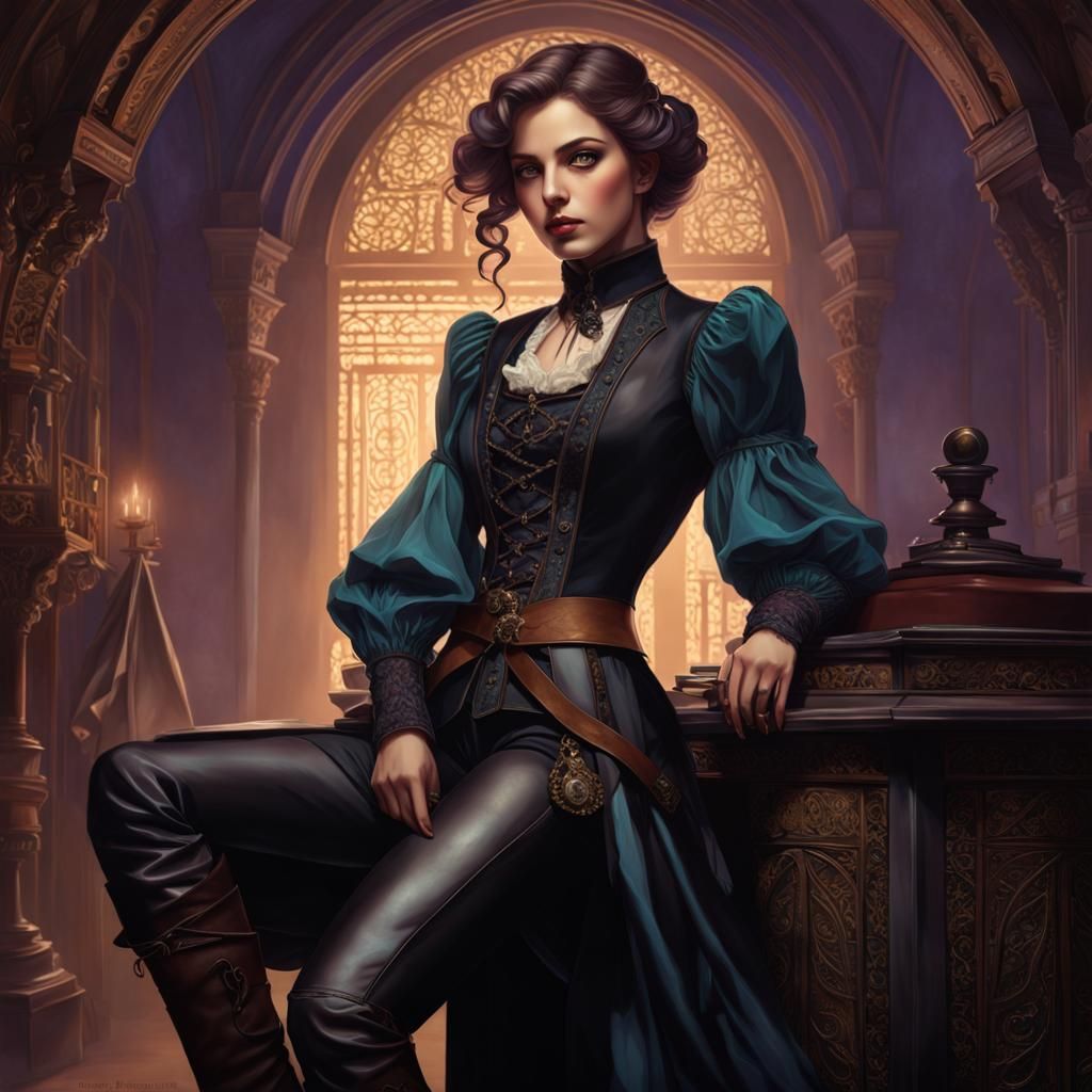 Victorian Thief: Ghostly Courtesan in Dark Tones