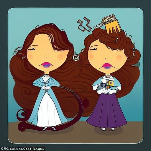 Miss Mucha-Hair and Estelle in Geometric Pop Art