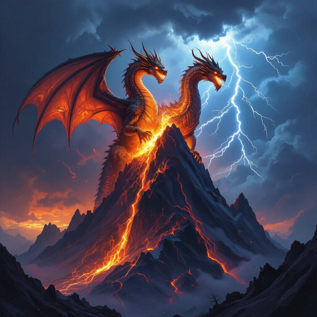 Dragon of Magma and Lightning Battles God of Destruction