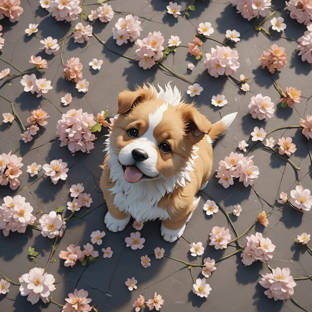 Detailed 3D Anime Puppy Concept Art