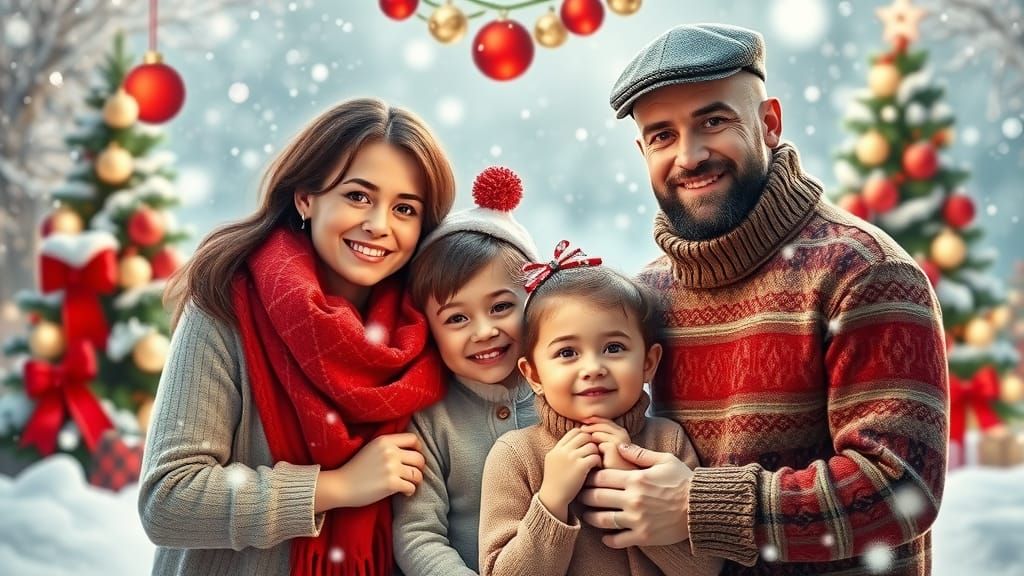 Festive Family Portrait on Christmas Card