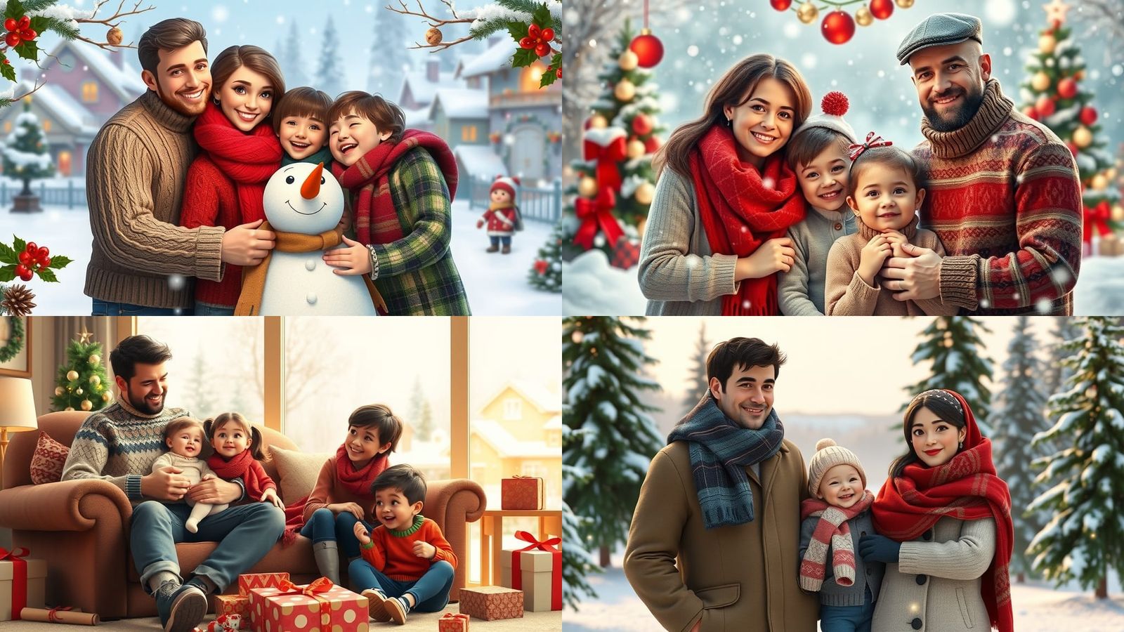 Festive Family Christmas Card in 3D