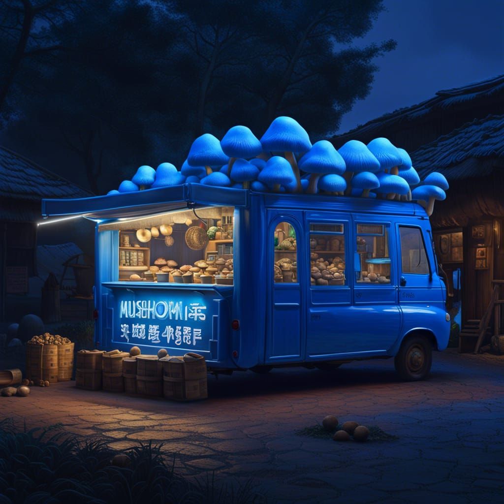 Glowing Mushroom Truck Shop in Safari Village