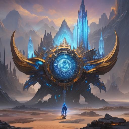 Infinite Blue Crystal Time Space: Detailed Matte Painting