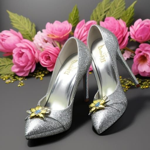 Glittering Spring Heels in Metallic Silver