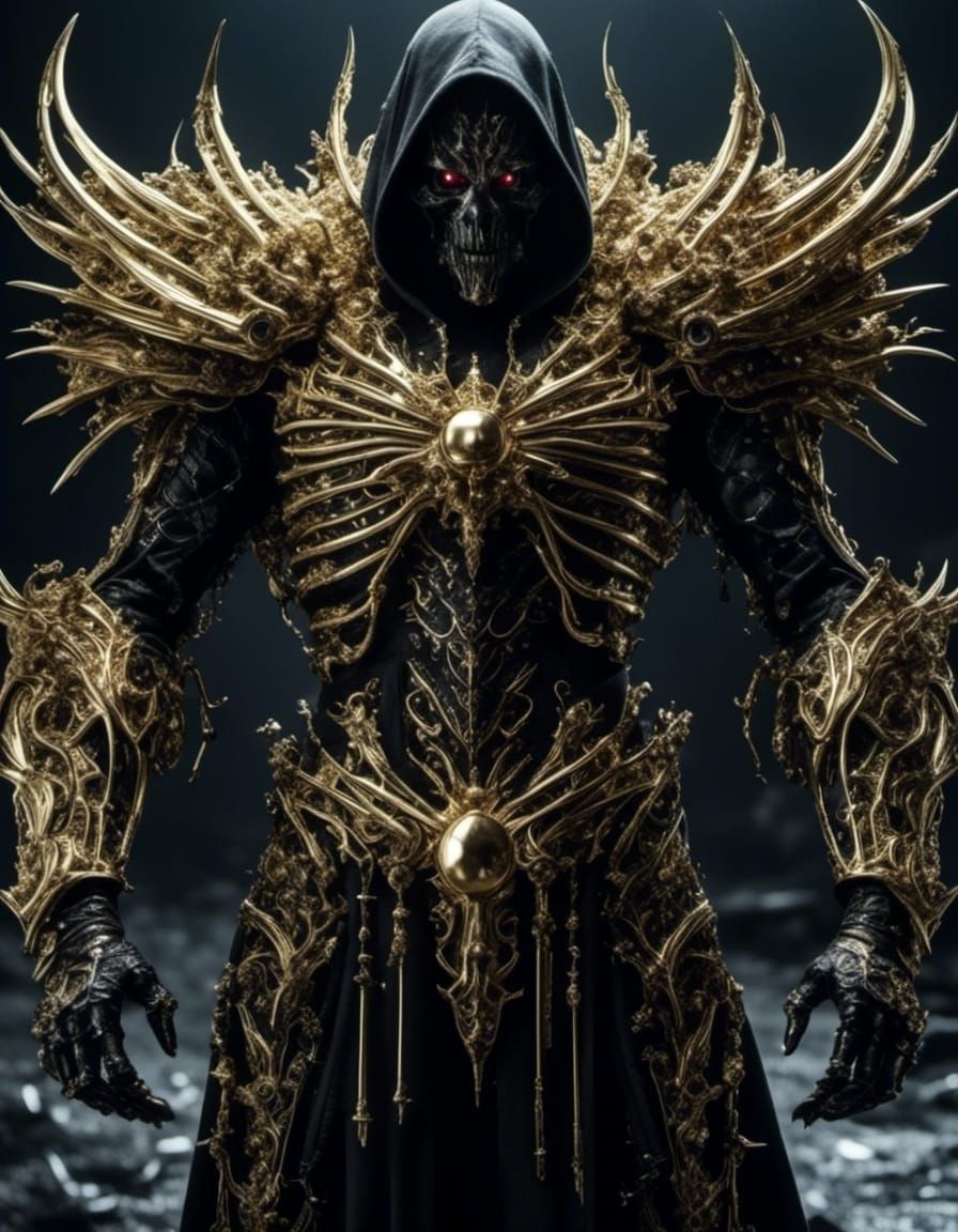 Gold Android Guardian Clinches Black Metal Sword