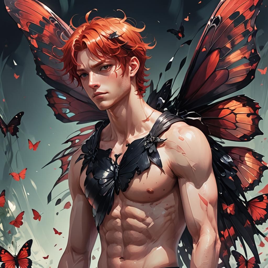 Anime Faerie with Butterfly Wings in Digital Art