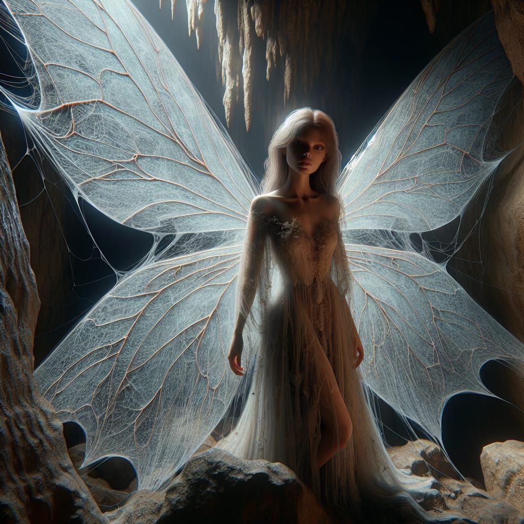 Realistic Fairy Portrait in Iridescent Webs