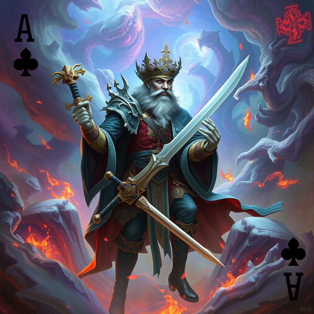 Ornate Ace Card in Dreamlike Setting